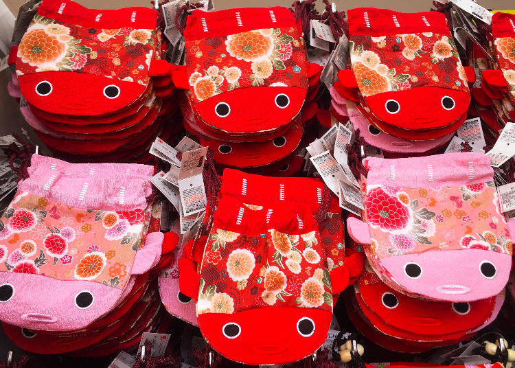 日式和風金魚束口袋 大(彩り日和 巾着 金魚 大)
