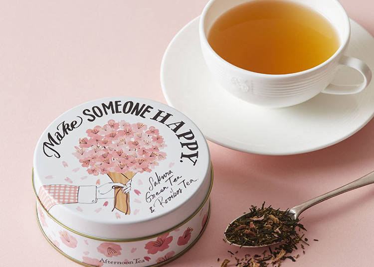 ■桜模様の缶もおしゃれな「桜グリーン&ルイボスティー」