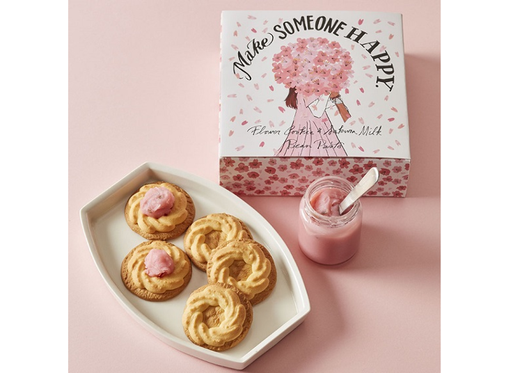 ■クッキーを桜色に染めて楽しむ「フラワークッキー&さくらミルクあん」