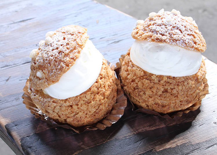 Lavender Crispy Cream Puff Filled with Whipped Cream Mixed with Crushed Lavender
